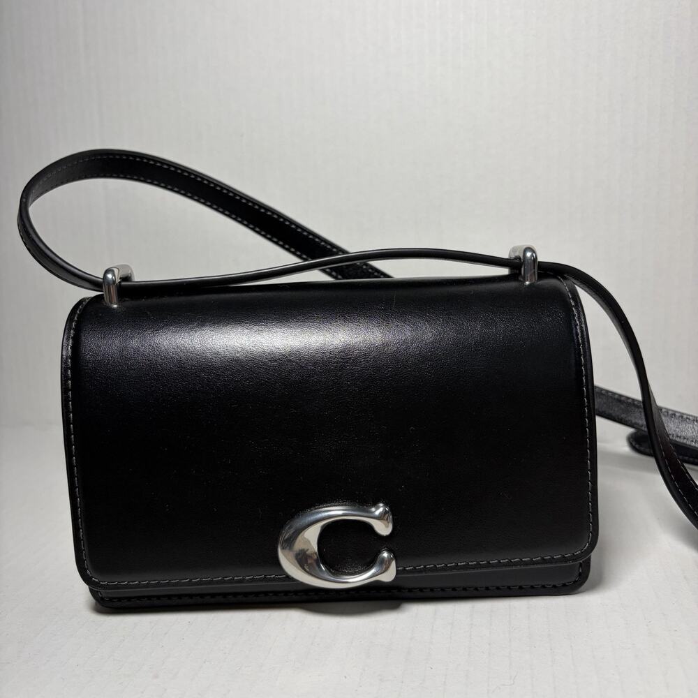 Coach Bandit Crossbody Bag Black Leather Silver Tone W/ DustBag